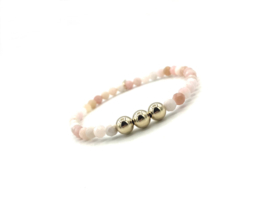 Armband Kimberley met real gold plated bolletjes en facet geslepen agaat edelsteen
