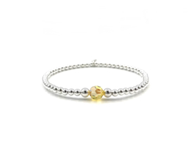 Armband Azra Yellow met zilveren balletjes en Swarovski crystal