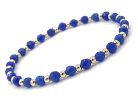 Armband Caren met blauwe Lapis Lazuli edelsteen en real gold plated balletjes