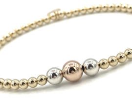 Armband Marie met 925 Sterling zilveren- en real gold plated- en rosé real gold plated balletjes