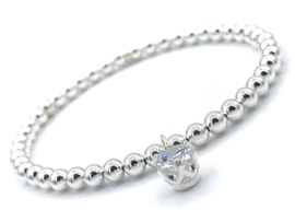 Armband Mara met Sterling zilveren balletjes en Zirkonia bedel