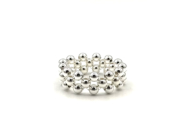 Stretch ring Zehra met dubbele lagen 925 Sterling zilveren balletjes