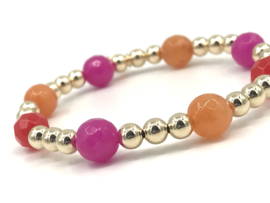 Armband Melina met chalcedoon edelsteen en real gold plated balletjes