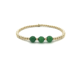 Armband Sil green met real gold plated balletjes jade edelsteen
