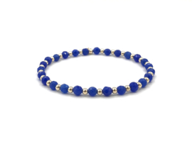 Armband Caren met blauwe Lapis Lazuli edelsteen en real gold plated balletjes