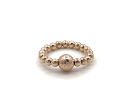 Stretch ring Marbette met glitterbal big en rosé real gold plated balletjes