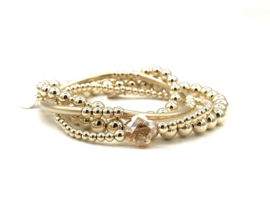 Armband Chanel met facet geslepen shiny gold colored klaver en real gold plated balletjes