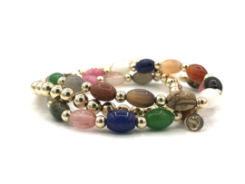 Armband Mandy met real gold plated balletjes en ovale edelstenen