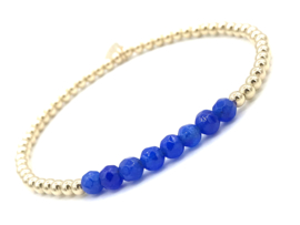 Armband Amber met real gold plated balletjes en lapis lazuli edelsteen