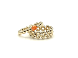 Stretch ring Azra met real gold plated balletjes en oranje Swarovski crystal