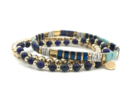 Armband Tila ocean met gold plated balletjes en edelsteen