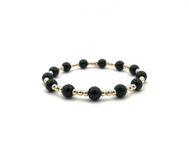 Armband Chiara black met real gold plated balletjes en onyx edelsteen