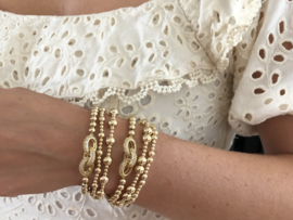 Armband Three rings met real gold plated balletjes en gold plated rings met Zirkonia crystal