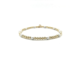 Armband Ziva met real gold plated balletjes en gesatineerd Sterling zilver