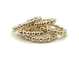 Stretch ring Koko met Sterling zilver en real gold plated balletjes