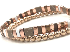 Armband Tila sparkle met rosé gold plated balletjes en edelsteen