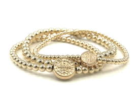 Armband lucky coin big met real gold plated balletjes