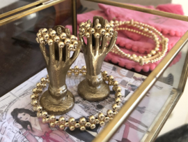 Stretch ring Zehra IV met dubbele lagen real gold plated balletjes