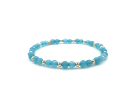 Armband Pien met real gold plated balletjes en turquoise jade edelsteen