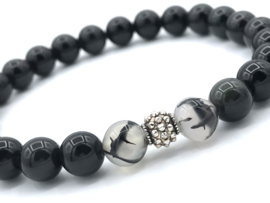 Heren armband Boaz met onyx edelsteen en Sterling zilveren Bali spacer