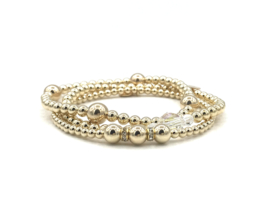 Armband Linn met real gold plated balletjes en Swarovski crystal