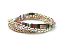 Armband Tila festival V met mixed colors zilver-rosé-gold tila edelsteentjes