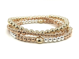 Armband Kittie met platte real gold plated balletjes