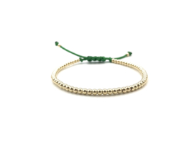 Armband Jane green met real gold plated balletjes op satijnkoord