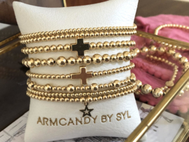 Armband Israe met real gold plated balletjes en kruisje connector