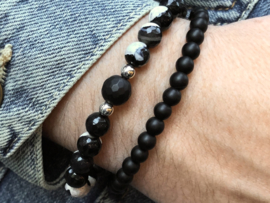 Heren armband Thomas met matte zwarte onyx edelsteen