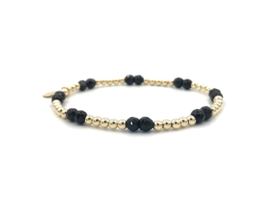 Armband Lynn met real gold plated balletjes en zwarte onyx edelsteen