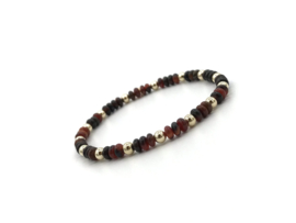 Armband Kaatje met real gold plated bolletjes en wieltjes van carneool edelsteen