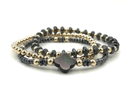 Armband Coco met hematiet en real gold plated balletjes