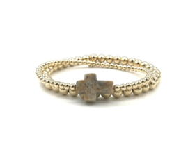 Armband Cross met real gold plated balletjes en kruisje van crazy lace agaat