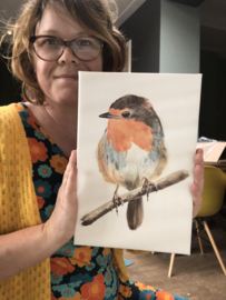 Natuurpapier Poster Roodborstje 21 bij 30 cm