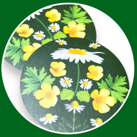Retro onderzetters Tanja groen 4 stuks