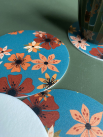 Maya blauwe onderzetters set van 4