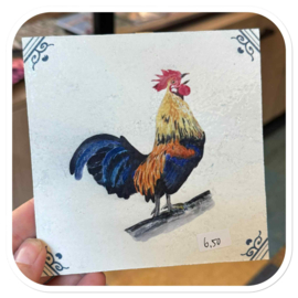 Tegel Haan - circulair tegeltje voor aan de wand