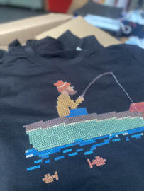 T shirt Fisherman crosstitch