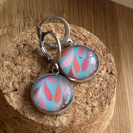 Oorbellen Druppels roze blauw