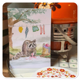 Schattige Wasbeer Kaart - Perfect voor Alle Gelegenheden!