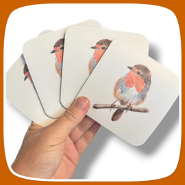 Roodborst set onderzetters- voor op tafel
