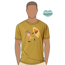 Olive Oil Shirt Heren - man met parasol Small