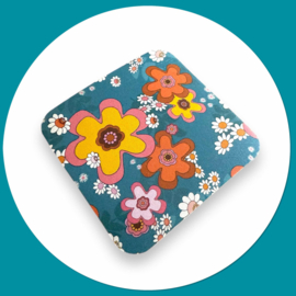 Retro onderzetters bloemen blauw