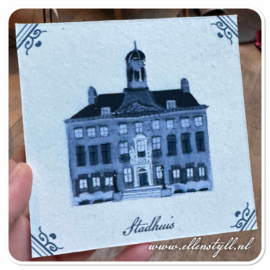Tegel  Leeuwarden - Stadhuis in blauw