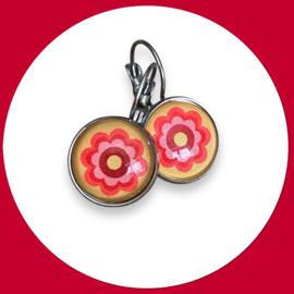 Oorbel Femm retro bloem geel rood