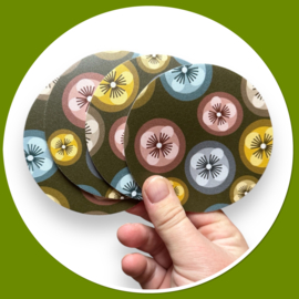 ronde groene onderzettertjes - retro stijl 4 stukss