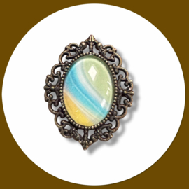 ring Marble  lime blauw - chique kunstzinnig en vrouwelijk