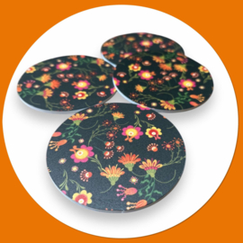 Ronde onderzetters Lilly folkore -4 stuks