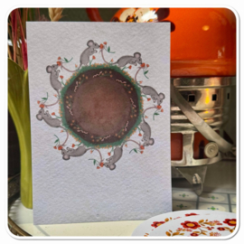 Mandala kaart  muis met bloemen